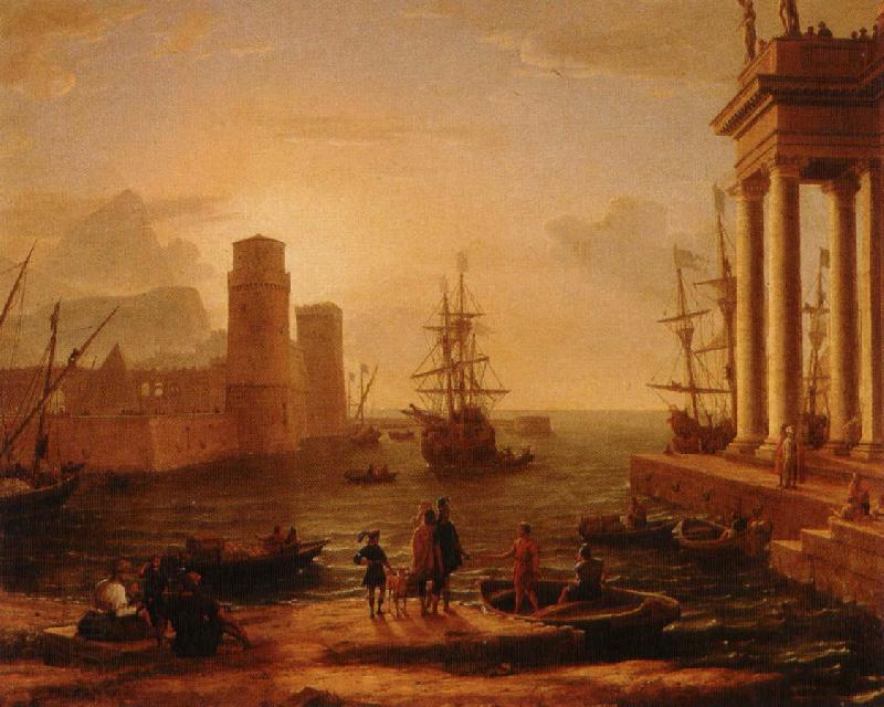 Claude Lorrain utsikt over hamn med bimma China oil painting art